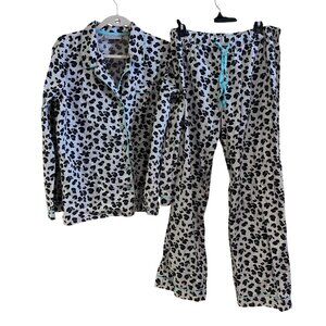 Nordstrom Womens Pajama Set Size Large Gray Animal Print Casual Pure Cotton